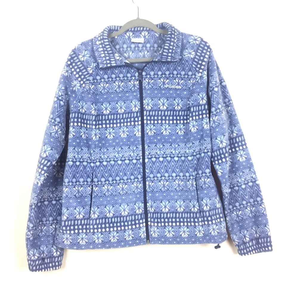 Columbia Christmas blue jacket full zip XL fleece